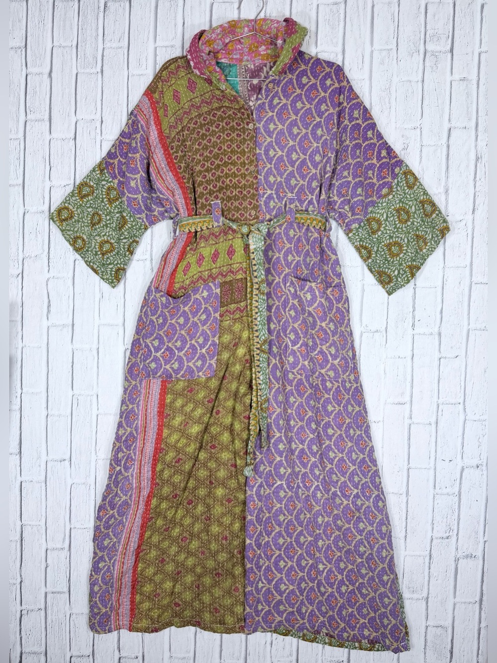 🌸 100% Cotton Kantha Patchwork Coverall Jumpsuit NWT